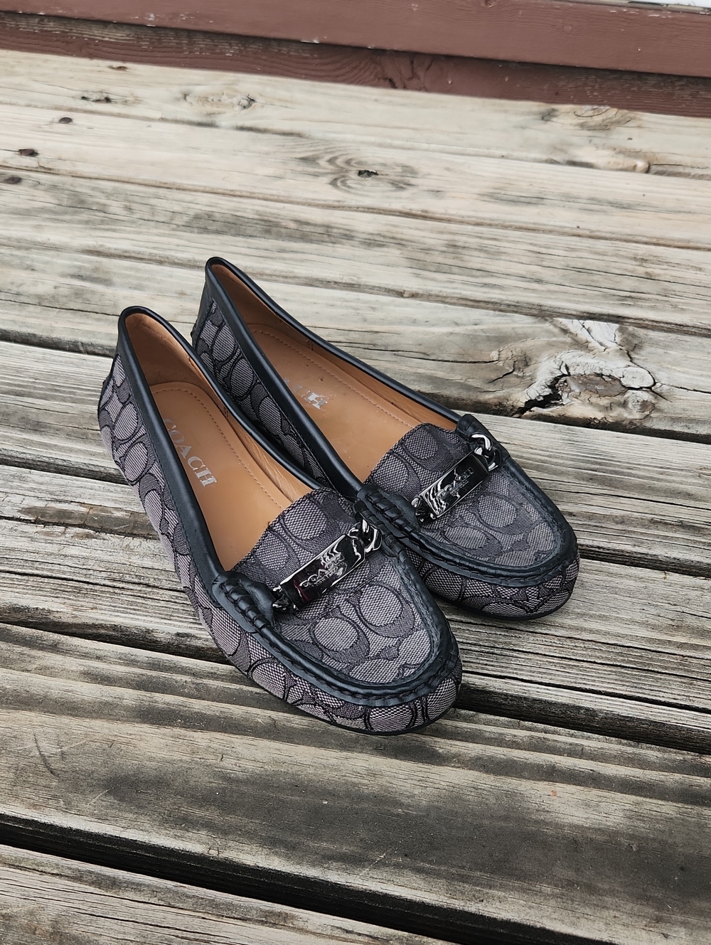 Coach Olive Loafer Flat Shoes Leather Business Professional 8 Gray Office
